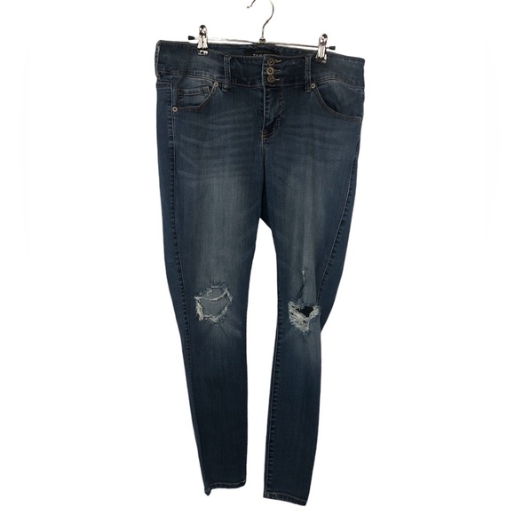 torrid Denim - Torrid Distressed Skinny Jeans Triple Button Mid Rise Sz 14R